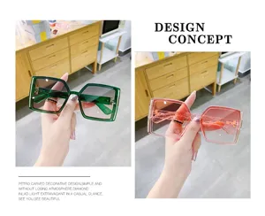 Gafas de sol cuadradas grandes con degradado para mujer, gafas retro de moda elegantes.
