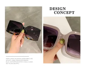 Occhiali da sole con montatura grande per uomo e donna, lenti sfumate stile retro alla moda.