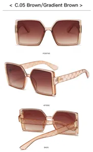 Gafas de sol cuadradas grandes para mujer hombre, lentes marrones degradadas con patrones.