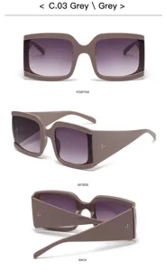 Occhiali da sole oversize alla moda per donna e uomo, montatura retro con lenti sfumate.