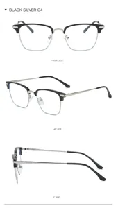 Detailansicht der Blaulichtfilter Brille mit Metallscharnieren, Halbrand und Bügeln im Fokus.