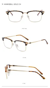 Occhiali da vista uomo mezza montatura anti luce blu tartaruga oro montatura ottica