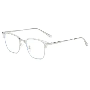 Retro Quadratischer Halbmetall-Blaulichtschutz Brillengestell Damen Herren INS Stil Schwarz Gold Optisches Brillengestell Mode Accessoires