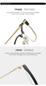 Dettaglio della montatura da vista uomo semi-rimless con asta strutturata e cerniera resistente.