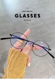 Metall Blaulichtfilter Brille kleine runde Fassung fuer Damen und Herren optische Brille.