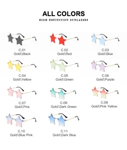 Stylish star-shaped rimless sunglasses featuring multiple color options for trendy summer wear.