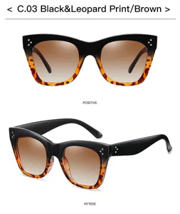 Gafas de sol ojo de gato con estampado de leopardo y negro degradado, gran estilo.