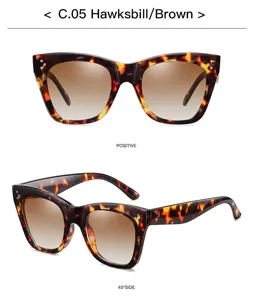 Gafas de sol ojo de gato para mujer de moda con lentes degradadas y montura carey elegante.