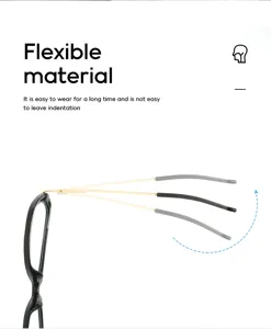 Détail de branche de lunettes flexible et durable, monture métal TR90 légère pour le confort.