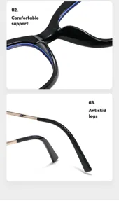 TR90 Blaulichtfilter Brille Detailansicht mit bequemer Stütze und rutschfesten Bügeln.