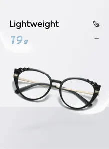Occhiali da vista anti luce blu stile cat eye rétro e leggeri con elegante montatura nera.