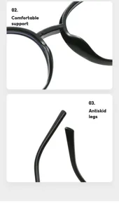 Occhiali da vista neri cat-eye anti luce blu con supporto comodo e stanghette antiscivolo.