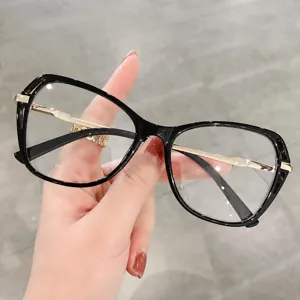 Montature de Lunettes Géométrique Papillon Unisex Anti-Lumière Bleue Hybride Plastique Métal Légère Lunettes Optiques pour Bureau Quotidien