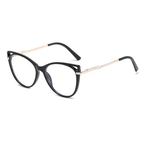 Fashion cat eye anti blue light glasses with metal frame for women daily office wear chic style