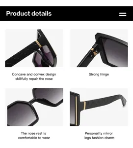 Gafas de sol de gran montura con lentes degradadas, detalles elegantes y cómodo soporte nasal.