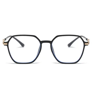 Modische Anti-Blaulicht-Brille Geometrischer Unregelmäßiger Quadratischer Rahmen Für Damen Herren Ohne Sehstärke Klarglas-Brille