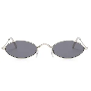 Vintage Kleine Ovale Zonnebril Metalen Frame Retro Steampunk Hip Hop Bril Dames Heren