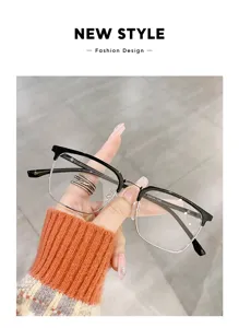 Lunettes de vue semi-métal tendance pour hommes, monture élégante pour le bureau et les loisirs.