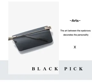 Retro rectangular rimless sunglasses for men and women, European style street fashion shades.