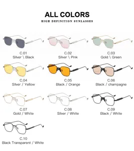 Lunettes de soleil carrées rétro avec monture en métal en plusieurs coloris élégants.
