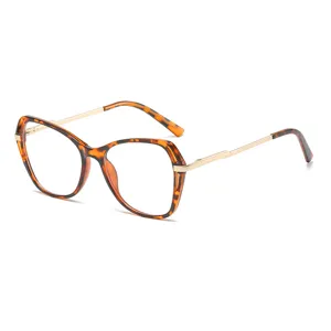 Lunettes anti lumière bleue femme élégante monture écaille branches métalliques vue principale