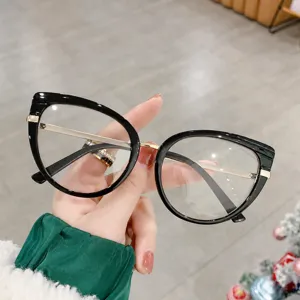 Blaulichtfilter Katzenaugen Brille mit Metall Federbügeln für Damen optische Fassung