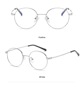 Klassische runde Metallbrille im Vintage-Stil mit Blaulichtfilter für den täglichen Gebrauch.