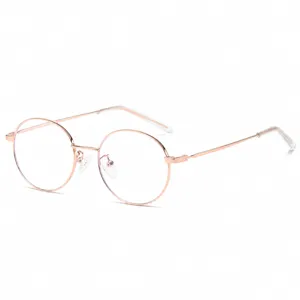 Runde Metall Blaulichtfilter Brille für Damen und Herren, stilvoller roségoldener Rahmen