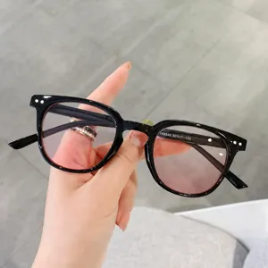 Retro Ronde Grote Frame Anti-Blauw Licht Bril Voor Vrouwen Mannen PC AC Lens Mode Bijziendheid Compatibele Brillenframes UV400 Bescherming Zonnebril
