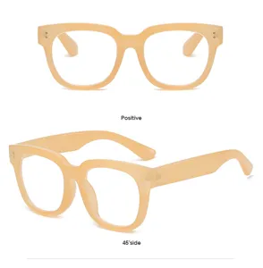 Vue détaillée de lunettes de lecture anti-lumière bleue carrées monture acétate.