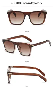 Stylish square sunglasses for women and men, fashion gradient brown lenses with chic frame.