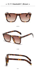 Gradient square sunglasses with classic tortoise frame and metal hinge details for men and women.