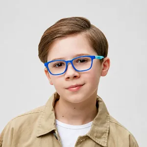 Gafas antiluz azul para ninos, elegante montura optica de silicona flexible TR90 infantil