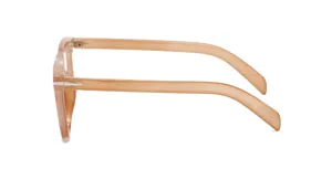 Stylish light brown square anti-blue light glasses, side view showing detailed temple.