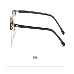 Montures de lunettes de vue semi-métal anti-lumière bleue pour hommes affaires tendance.