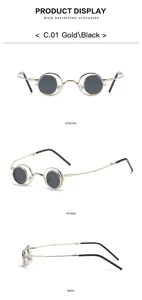 Retro Steampunk Gafas de Sol Redondas Doble Capa Marco de Metal Vintage Para Mujer