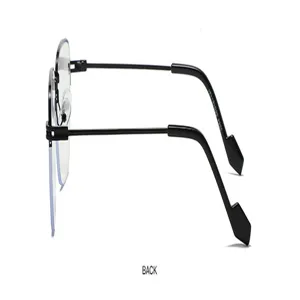 Vista dettaglio laterale donna retro metallo semimontatura gradient occhiali sole nero