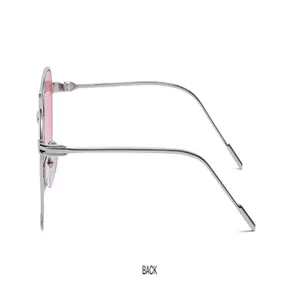 Women metal frame sunglasses pink lenses side view detail closeup fashion eyewear accessories