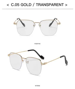 Donna occhiali semirimless lenti trasparenti montatura oro elegante stile alla moda.