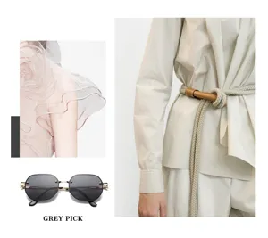 Vue détaillée de lunettes de soleil tendance sans monture en dégradé et détails de mode.