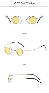 Gafas de sol redondas plegables de metal vintage con lentes amarillas y doble anillo.
