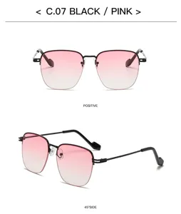 Occhiali da sole semirimorchiati sfumati donna vintage metallo protezione solare rosa nero