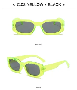 Fashion yellow square frame sunglasses for men and women, trendy punk UV protection sun glasses.