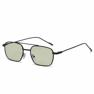 Korean style small frame double bridge sunglasses, fashion metal narrow frame sun protection glasses.