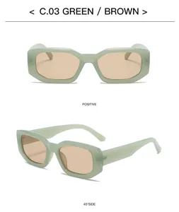 Fashion chunky square sunglasses for women and men, green frame with brown lenses stylish.