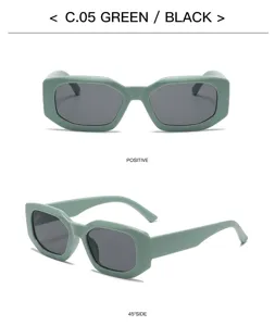 Green thick frame square sunglasses for men and women, stylish UV protection eyewear.