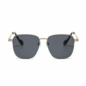 Occhiali da sole da donna alla moda con mezza montatura sfumata, retrò in metallo.