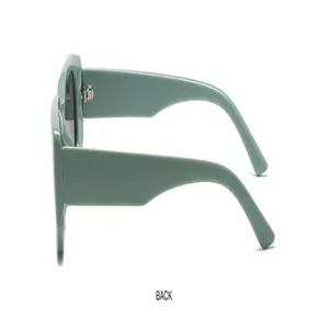 Chunky square sunglasses side view detail, stylish UV protection fashion eyewear for men and women.