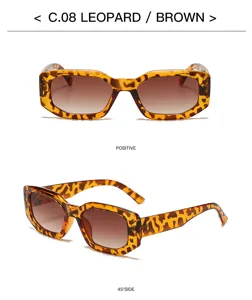 Leopard print square sunglasses for women and men, trendy retro UV protection eyewear detail.