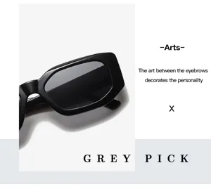 Trendy black square sunglasses for men and women, stylish street punk sun protection eyewear.
